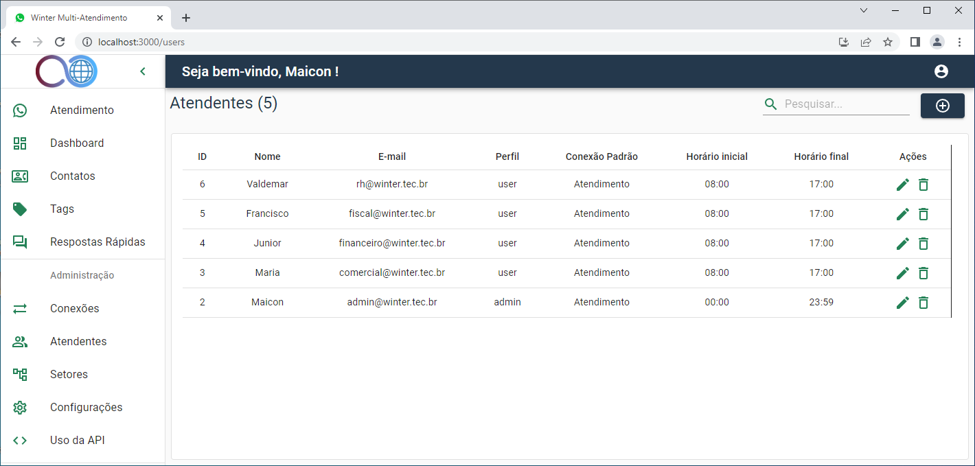 Múltiplos Atendentes